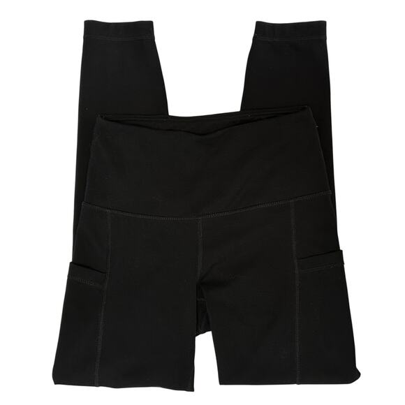 2/$15 Yogalicious Lux High Waist Cropped Leggings Pockets Black Size XS - Picture 1 of 10